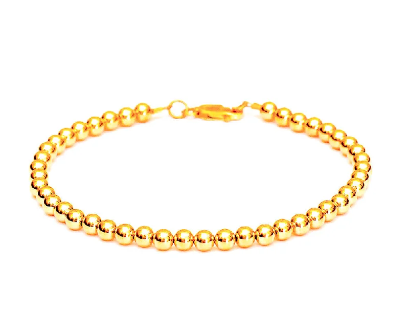 Women's sustainable bangles-14k Gold Ball Bead Bracelet - 5mm - Women and Men's Bracelet