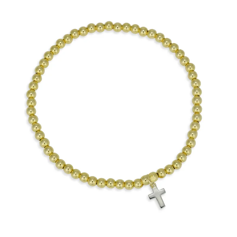 Women's charm bracelets-Angela Cross Pendant Bead Bracelet