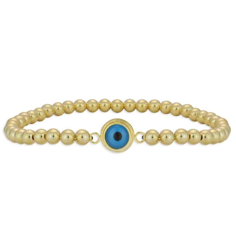 Women's pet memorial bangles-Kaylee Blue Evil Eye Bead Bracelet